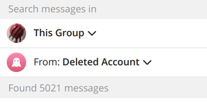 Kyle Shoemaker's deleted account messages in Katrick's group.
